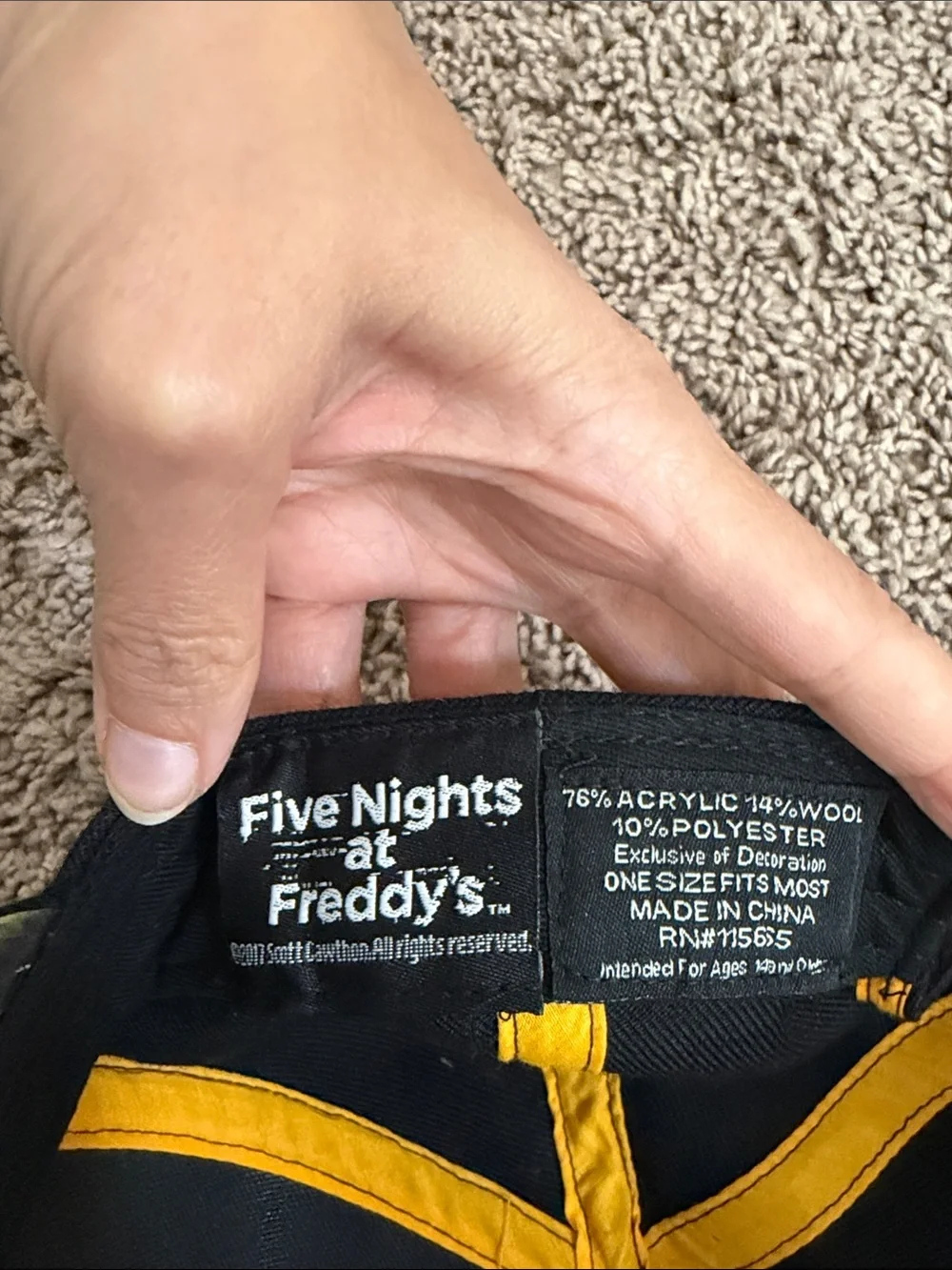 Freddy Fazbear's Pizza Kids Black Snapback Hat